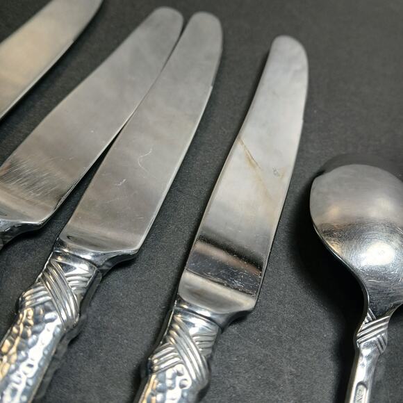 Vtg Oneida Tesoro-Black Hammered Flatware Some Inserts Missing 6 pc Replacement - Picture 9 of 10